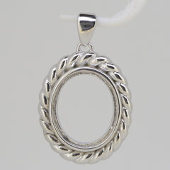 Sterling Silver Semi Mount Pendant Setting Oval OV 14x12mm Cabochon - Syzjewelry