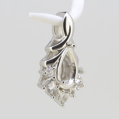 Sterling Silver Semi Mount Pendants Setting Pear PE 9x6mm White Topaz - Syzjewelry