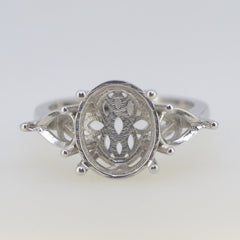 Sterling Silver Semi Mount Ring Setting OV 12x10mm PE 7x5mm White Topaz - Syzjewelry