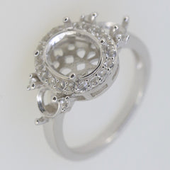 Sterling Silver Semi Mount Ring Setting OV 10x8mm RD 5x5mm White Topaz - Syzjewelry