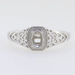 Sterling Silver Semi Mount Ring Setting Oval OV 6x4mm Vintage Repro - Syzjewelry