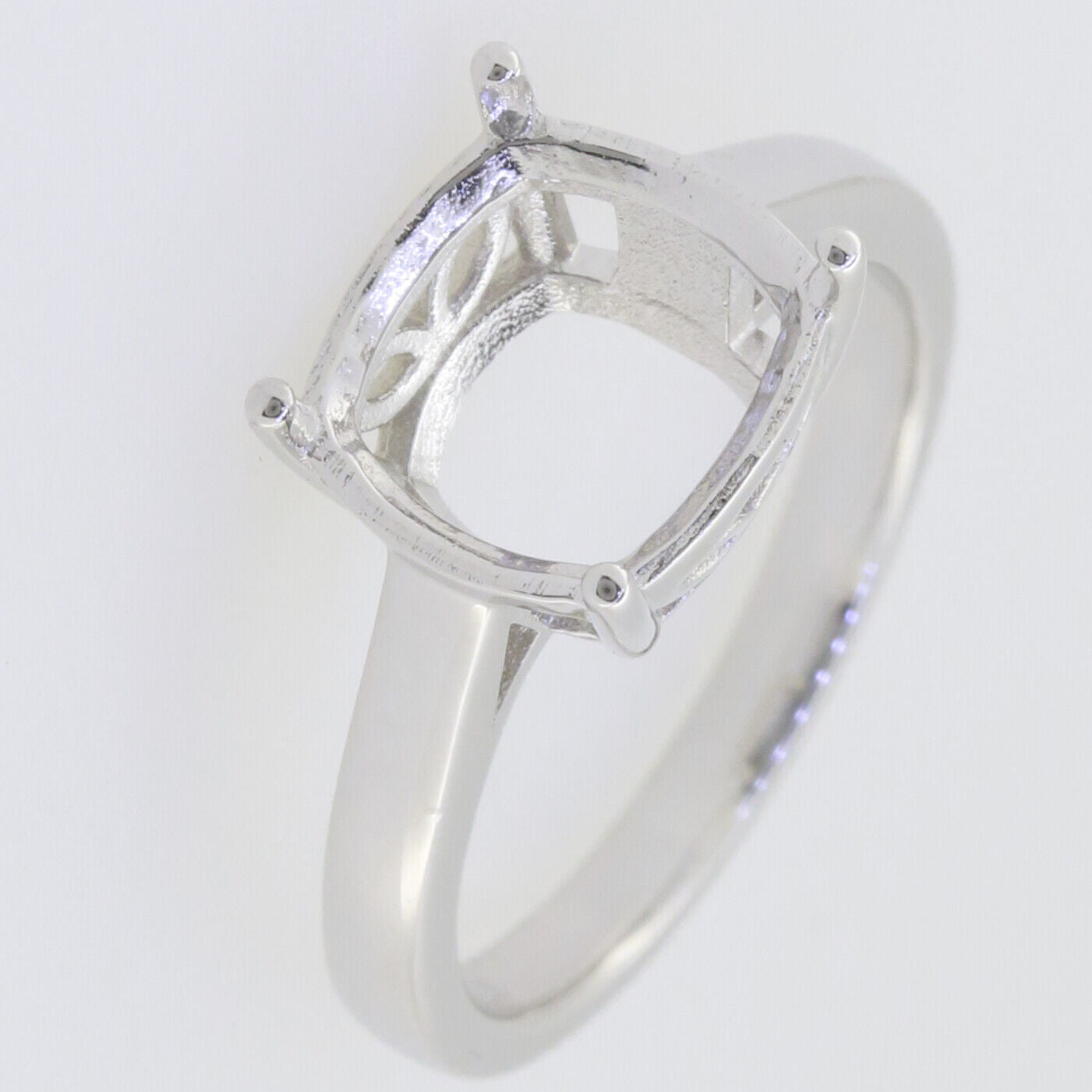 Sterling Silver Semi Mount Ring Setting Cushion CU 10x10mm Solitaire W - Syzjewelry