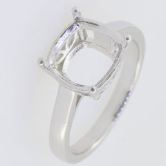 Sterling Silver Semi Mount Ring Setting Cushion CU 10x10mm Solitaire W - Syzjewelry