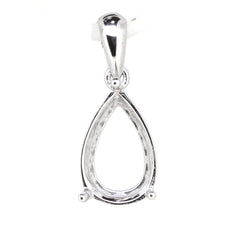 14K White Gold Semi Mount Pendant Setting Pear PE 12x8 Vintage Style W/ Filigree - Syzjewelry