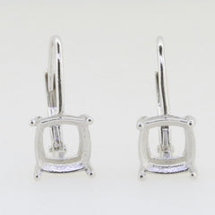 Sterling Silver Semi Mount Earrings Setting Cushion CU 7x7mm Leverback - Syzjewelry