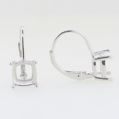 Sterling Silver Semi Mount Earrings Setting Cushion CU 7x7mm Leverback - Syzjewelry