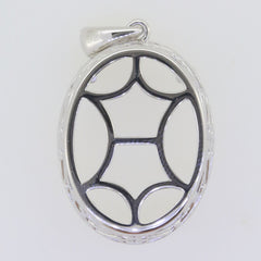 Sterling Silver Semi Mount Pendant Setting Oval OV 21x16mm Topaz Halo - Syzjewelry