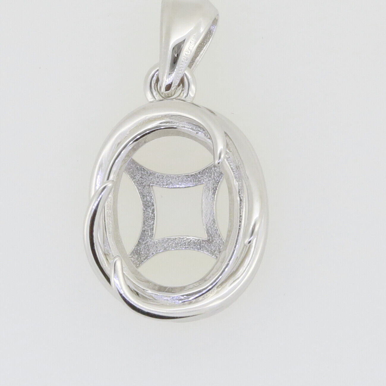 Sterling Silver Semi Mount Pendant Setting Oval OV 11x9mm DK20742P - Syzjewelry