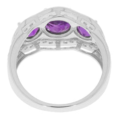 Sterling Silver Semi Mount Ring Setting Round RD 7x7 RD 5x5mm 3 Stones Halo - Syzjewelry