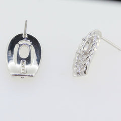 Sterling Silver Semi Mount Earrings Setting Oval OV 7x5mm Vintage Repr - Syzjewelry