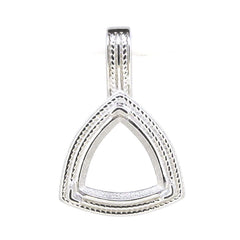 14K White Gold Semi Mount Pendant Setting Trillion Tri 11x11mm Vintage Repro - Syzjewelry