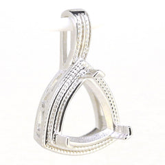 14K White Gold Semi Mount Pendant Setting Trillion Tri 11x11mm Vintage Repro - Syzjewelry