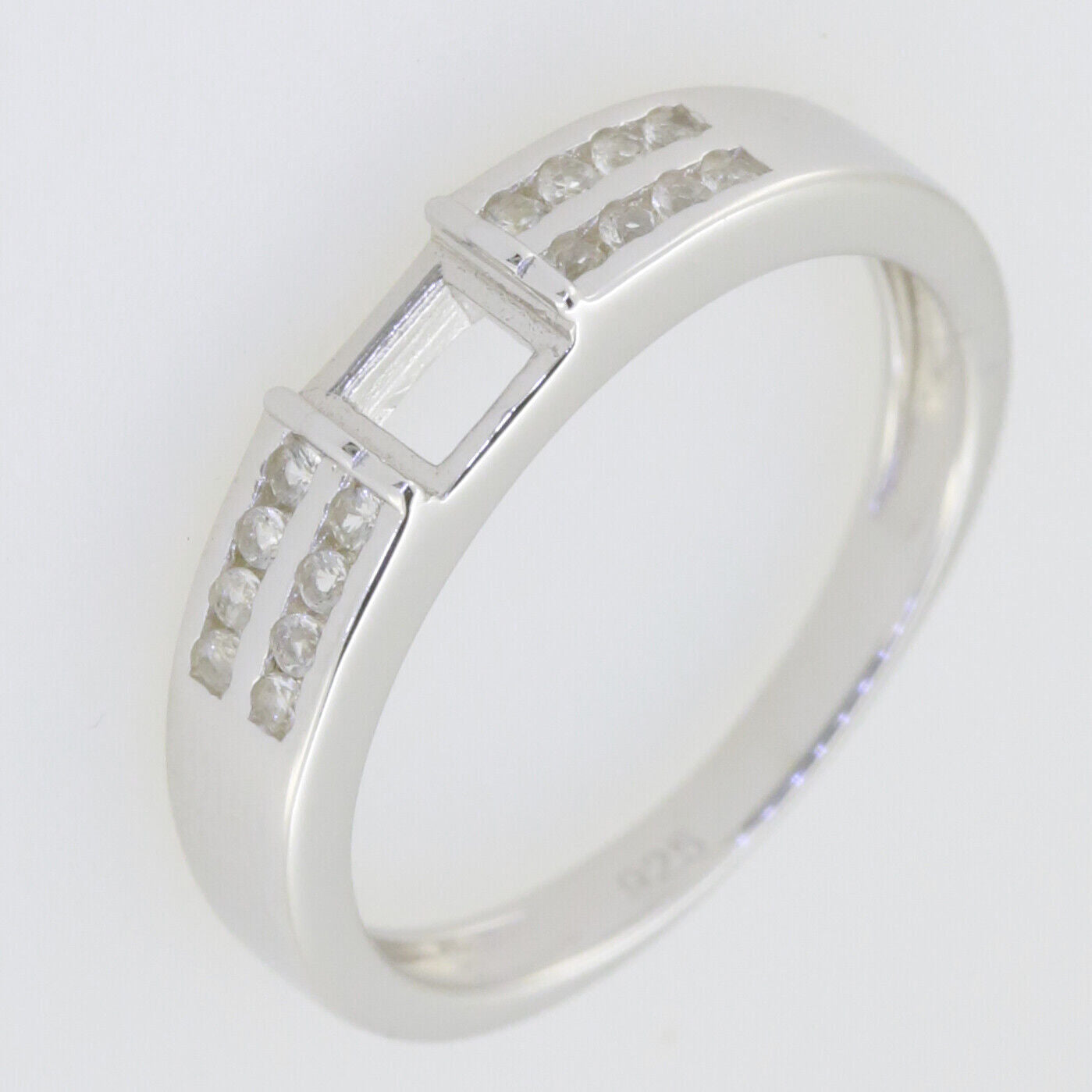 Sterling Silver Semi Mount Ring Setting Princess SQ 4.5mm Band Ring 20967 - Syzjewelry