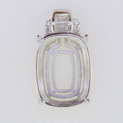 Sterling Silver Semi Mount Pendant Setting Cushion Cu 16X12mm White To - Syzjewelry