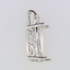 Sterling Silver Semi Mount Pendant Setting Cushion Cu 16X12mm White To - Syzjewelry