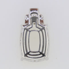 Sterling Silver Semi Mount Pendant Setting Cushion Cu 16X12mm White To - Syzjewelry