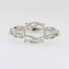 Sterling Silver Semi Mount Ring Setting Round RD 10x10mm 6x6mm 3 Stone - Syzjewelry