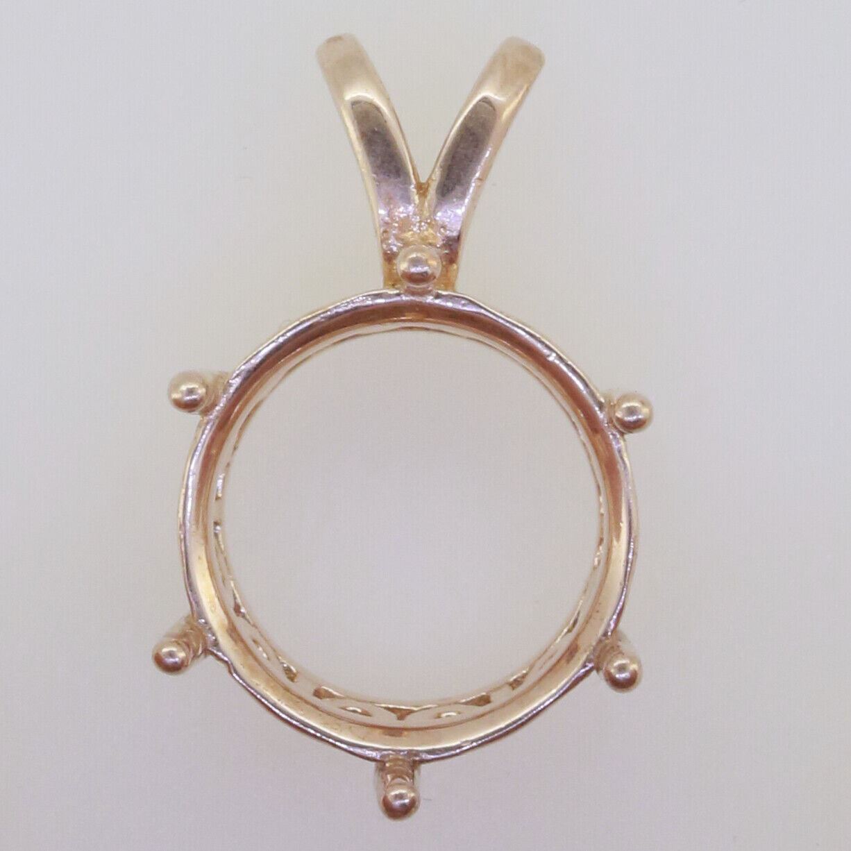 14K Rose Gold Semi Mount Pendant Setting Round 12x12 to 11x11mm - Syzjewelry