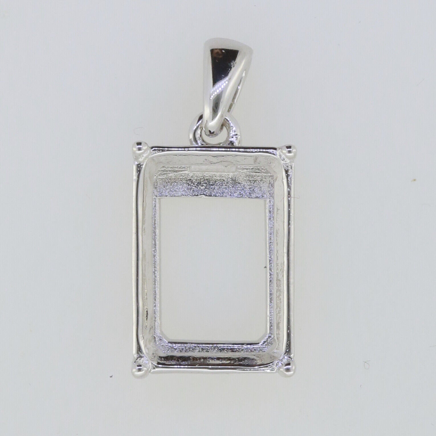 Sterling Silver Semi Mount Pendant Setting OCT 14x10mm White Topaz - Syzjewelry