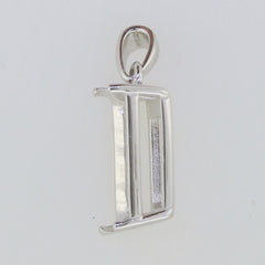 Sterling Silver Semi Mount Pendant Setting OCT 14x10mm White Topaz - Syzjewelry