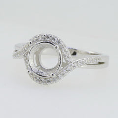 Sterling Silver Semi Mount Ring Setting Round RD 8x8mm Twisted Shank W - Syzjewelry