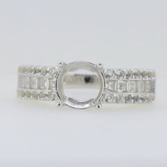 Sterling Silver Semi Mount Ring Setting Round RD 8.0mm White Topaz - Syzjewelry