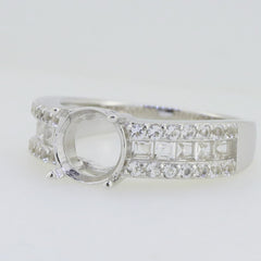 Sterling Silver Semi Mount Ring Setting Round RD 8.0mm White Topaz - Syzjewelry