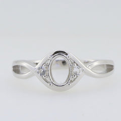 Sterling Silver Semi Mount Ring Setting Oval OV 7x5mm Twisted Shank Wh - Syzjewelry