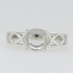 14K White Gold Semi Mount Ring Setting Round RD 8x8mm Celtic Knot - Syzjewelry