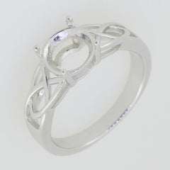 14K White Gold Semi Mount Ring Setting Round RD 8x8mm Celtic Knot - Syzjewelry