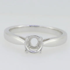 14K White Gold Semi Mount Ring Setting Round RD 6x6mm Solitaire Tapered Shank - Syzjewelry