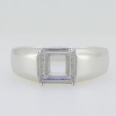 Men's 14K White Gold Semi Mount Ring Setting Princess SQ 7X7mm Size 10 - Syzjewelry