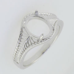 14K White Gold Semi Mount Ring Setting Oval OV 10X8mm Vintage Repro - Syzjewelry