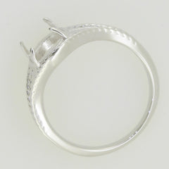 14K White Gold Semi Mount Ring Setting Oval OV 10X8mm Vintage Repro - Syzjewelry