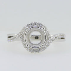 14K White Gold Semi Mount Ring Setting Round RD 8x8mm W/ Moissanite Twisted Shan - Syzjewelry