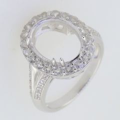 14K White Gold Semi Mount Ring Setting Oval OV 13X10mm W/ Moissanite - Syzjewelry