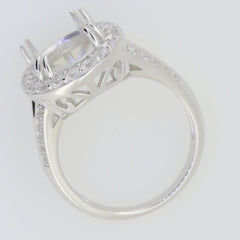 14K White Gold Semi Mount Ring Setting Oval OV 13X10mm W/ Moissanite - Syzjewelry