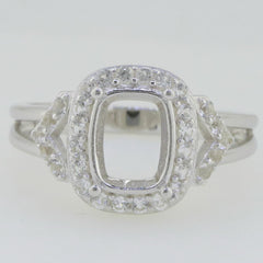 Sterling Silver Semi Mount Ring Setting Cushion CU 9x7mm White Topaz GTL2028 - Syzjewelry