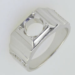 Men's 14K White Gold Semi Mount Ring Setting Round RD 8x8mm - Syzjewelry