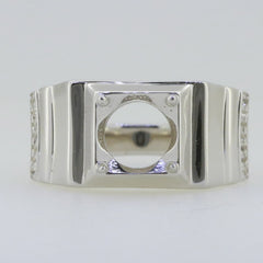 Men's 14K White Gold Semi Mount Ring Setting Round RD 8x8mm - Syzjewelry