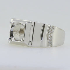 Men's 14K White Gold Semi Mount Ring Setting Round RD 8x8mm - Syzjewelry