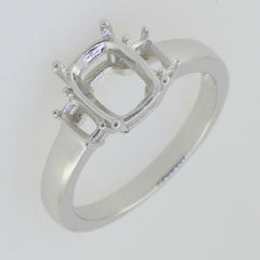 14K White Gold Semi Mount Ring Setting Cushion CU 9x7mm CU 5x2.5 - Syzjewelry