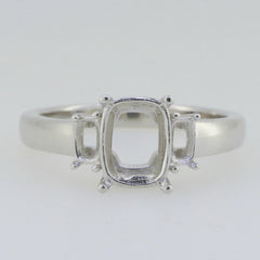 14K White Gold Semi Mount Ring Setting Cushion CU 9x7mm CU 5x2.5 - Syzjewelry