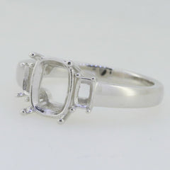 14K White Gold Semi Mount Ring Setting Cushion CU 9x7mm CU 5x2.5 - Syzjewelry