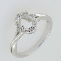 14K White Gold Semi Mount Ring Setting Oval OV 8X6mm Twisted Shank - Syzjewelry