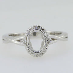 14K White Gold Semi Mount Ring Setting Oval OV 8X6mm Twisted Shank - Syzjewelry