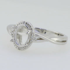 14K White Gold Semi Mount Ring Setting Oval OV 8X6mm Twisted Shank - Syzjewelry