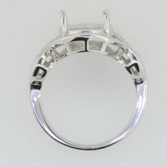 14K White Gold Semi Mount Ring Setting Oval OV 12X10mm - Syzjewelry