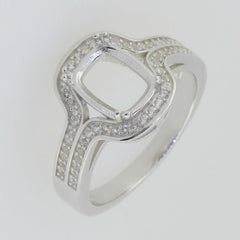 Sterling Silver Semi Mount Ring Setting Cushion CU 9x7mm White Topaz GTL228x - Syzjewelry