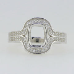 Sterling Silver Semi Mount Ring Setting Cushion CU 9x7mm White Topaz GTL228x - Syzjewelry